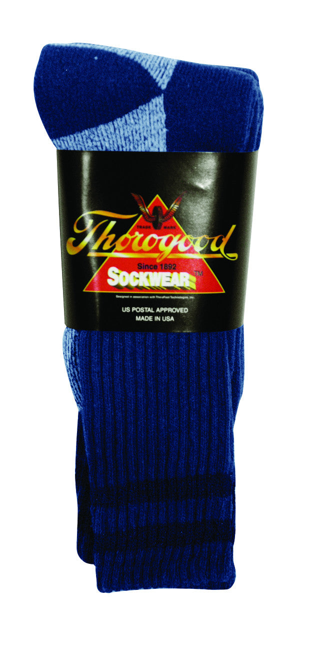 Thorogood 3-Pack Crew Socks Postal Blue with Navy Stripes Thorogood 3-Pack Crew Socks Postal Blue with Navy Stripes