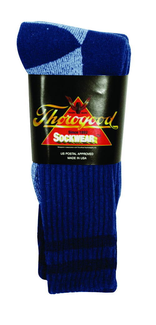 Thorogood 3-Pack Crew Socks Postal Blue with Navy Stripes - Postal Uniform Bonus