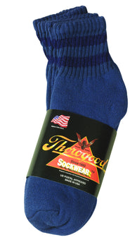 Thorogood 3 Pack Mini Crew Socks Postal Blue with Navy Blue Stripes - Postal Uniform Bonus