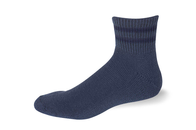 Cushioned Ankle Quarter Postal Blue with Navy Blue Stripes Socks - Postal Uniform Bonus